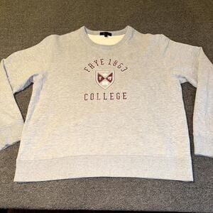 Frye College Sweatshirt XL Heather Gray Graphic Print Crew Neck Pullover